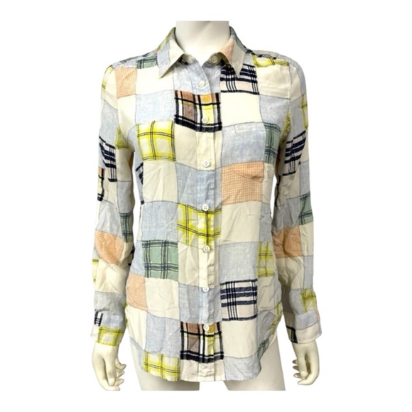 EQUIPMENT FEMME Colorful Patchwork Silk Long Sleeve Shirt Blouse - Picture 9 of 9